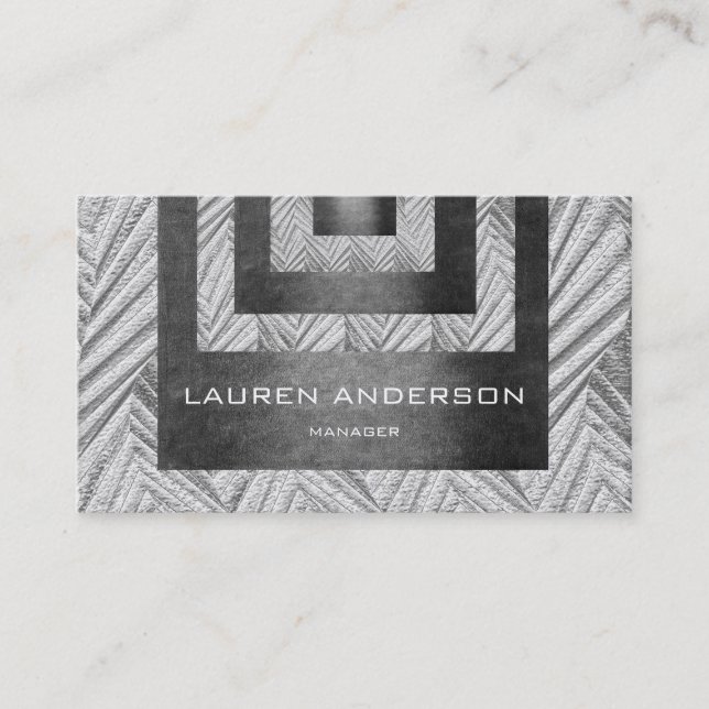 Contemporary Geometric Engraving Gray 3D Vip Business Card (Front)