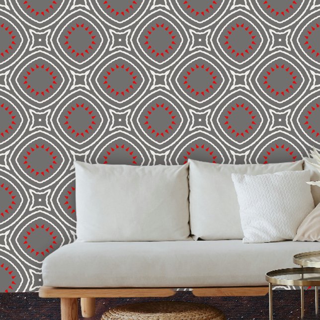 Contemporary Geometric Gray Red White Wallpaper (Creator Uploaded)