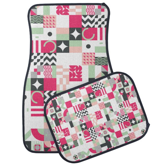 Contemporary geometric mosaic seamless pattern wit car floor mat (Set)