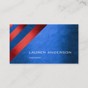 Contemporary Geometric Stripes Cobalt Blue Red Vip Business Card