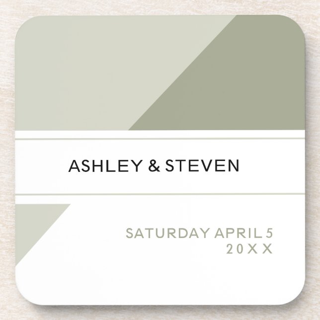 Contemporary Geometric Wedding Favors Beverage Coaster (Front)
