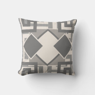 Contemporary Geometrics Grey & Beige Throw Pillow