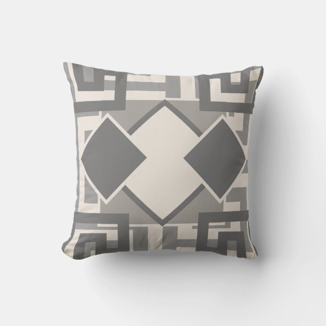 Contemporary Geometrics Grey & Beige  Throw Pillow (Front)