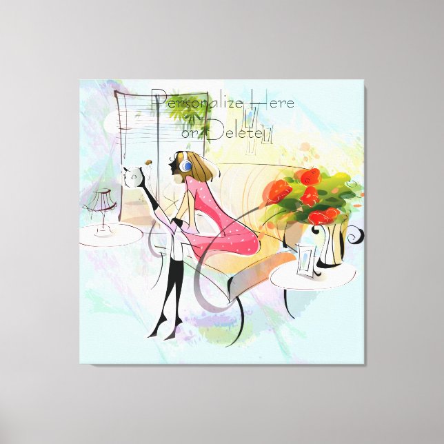 Contemporary Girl Music Stretched Canvas Print (Front)