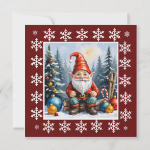Contemporary Gnome - Whimsical Cute Non Photo Holiday Card