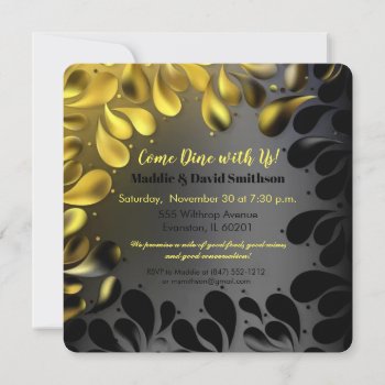 Contemporary Gold And Black Dinner Invitation by SharonCullars at Zazzle