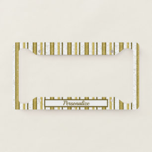 Contemporary Gold Brown Stripes Unique Personalize License Plate Frame