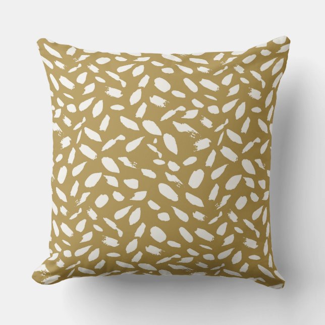 Contemporary Gold Brushstrokes Throw Pillow (Front)