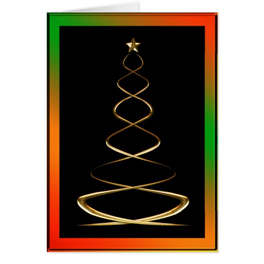 Contemporary Gold Christmas Tree Cards (Front)