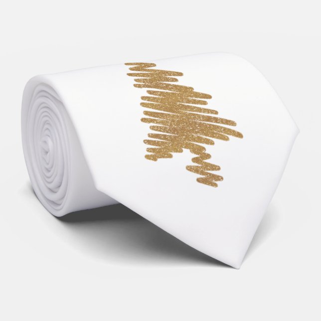 Contemporary Gold Christmas Tree Design Tie (Rolled)