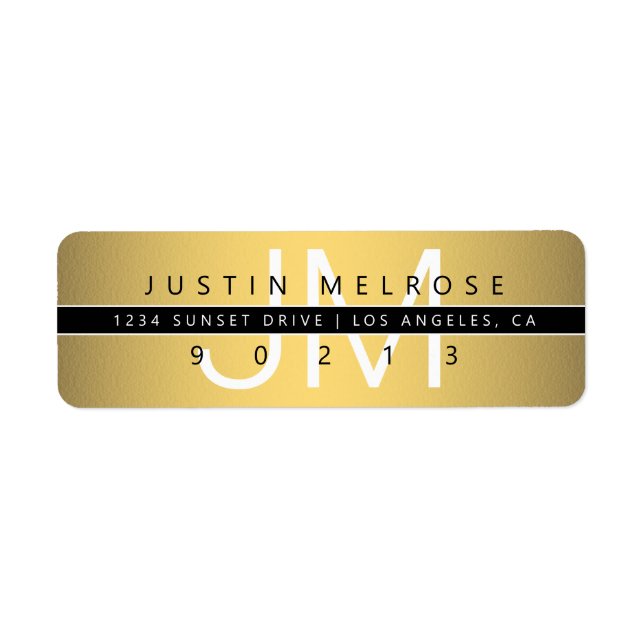 Contemporary Gold Look Return Address Label (Front)