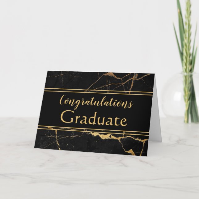 Contemporary Gold Marble Graduation Card (Front)