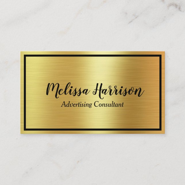 Contemporary Gold Metallic - Black Writing Business Card (Front)