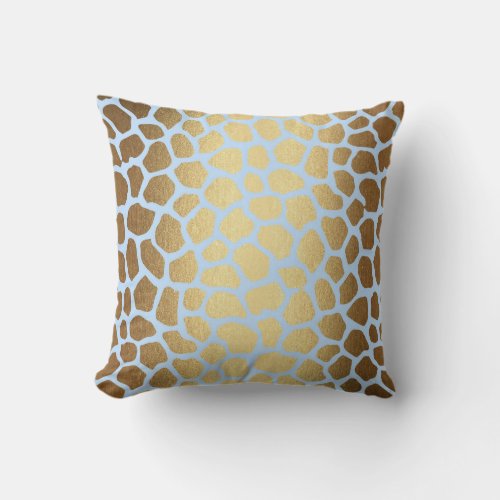 Contemporary Golden Blue Giraffe Safari Skin Throw Pillow