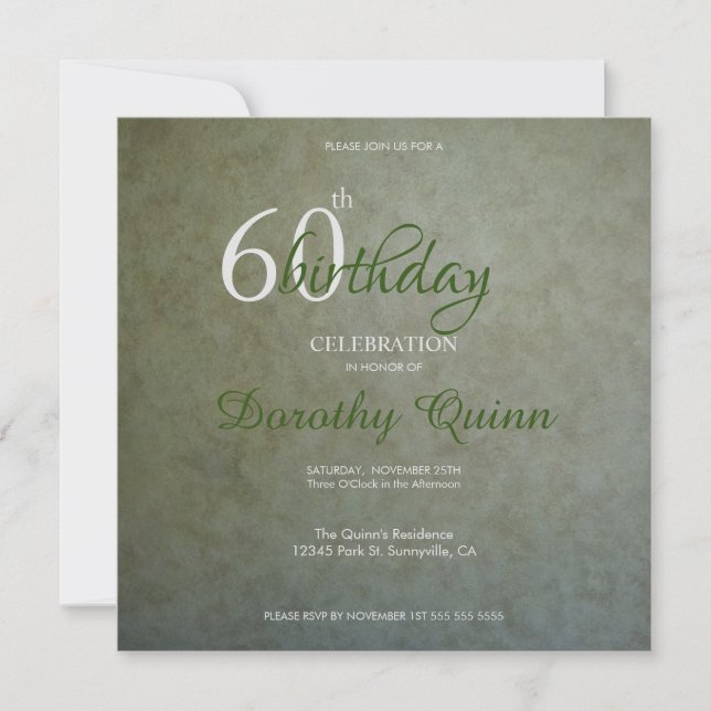 Contemporary Golden Sage Customizable Birthday Invitation (Front)