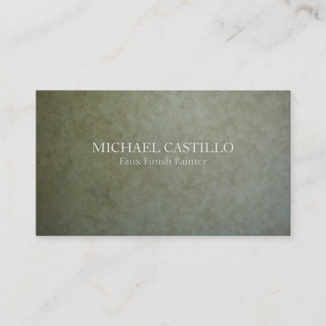 Contemporary Golden Sage Faux Suede Paint Business Card (Front)