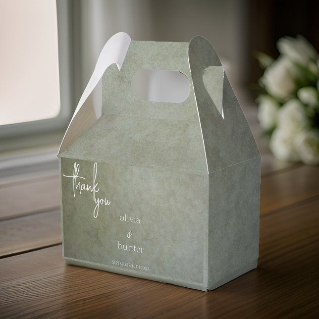 Contemporary Golden Sage Faux Suede Paint Wedding Favor Boxes (Creator Uploaded)