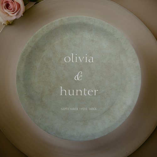 Contemporary Golden Sage Faux Suede Paint Wedding Paper Plates