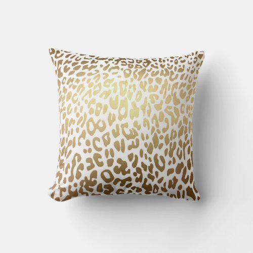 Contemporary Golden White Leopard Animal Skin Throw Pillow