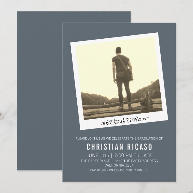 Contemporary Graduation Old Photo Themed Invitation (Front/Back)