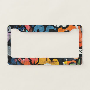 Contemporary Graffiti Abstract Pink Blue Black License Plate Frame