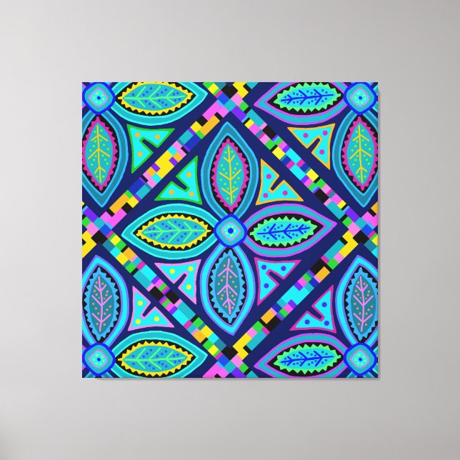 Contemporary Granny Square Flower Canvas Print (Front)