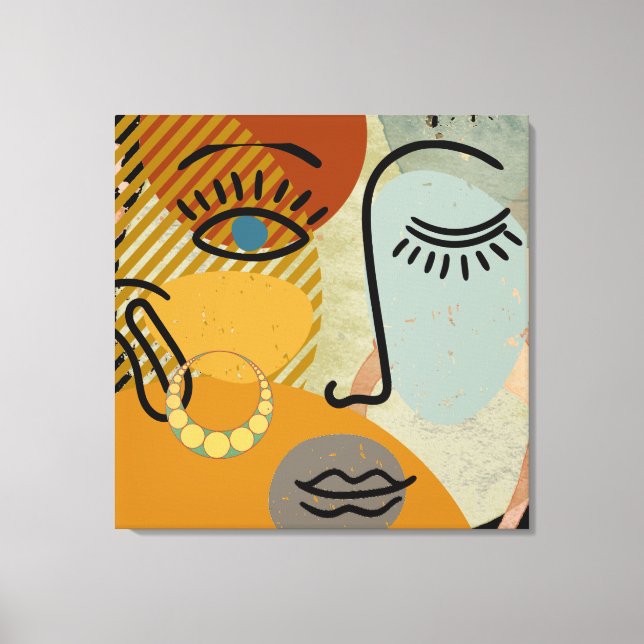 Contemporary Graphics Face Silhouette Canvas Print (Front)