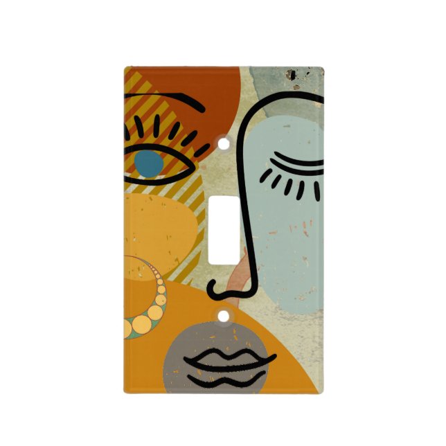 Contemporary Graphics Face Silhouette Light Switch Cover (Front)