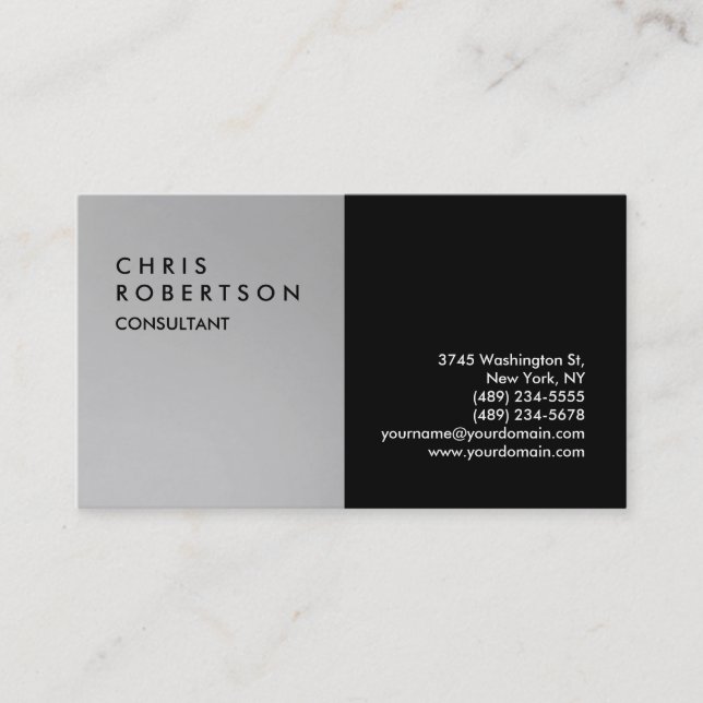 Contemporary Gray Black Creative Business Card (Front)