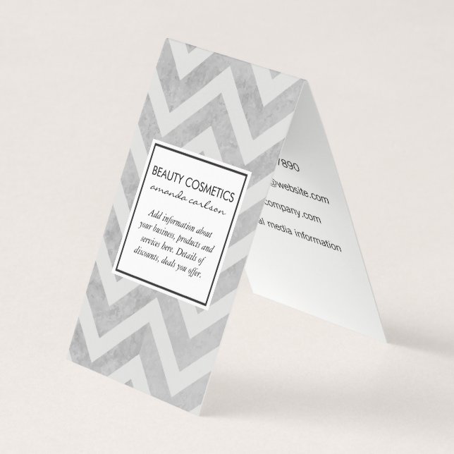 Contemporary Gray Chevron Business Card (Front)