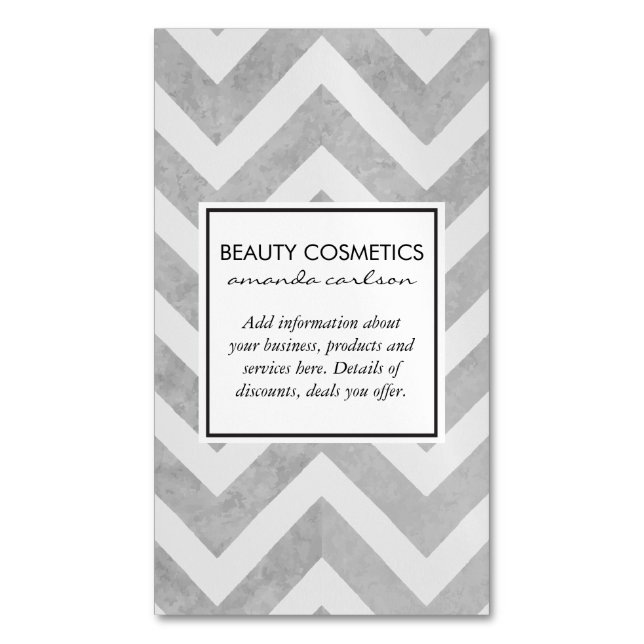 Contemporary Gray Chevron Business Card Magnet (Front Vertical)