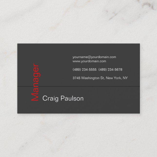 Contemporary Gray Red Hot Attractive Business Card (Front)
