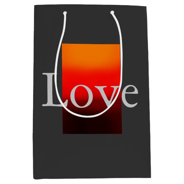 Contemporary Gray Red Love Wedding Medium Gift Bag (Front)