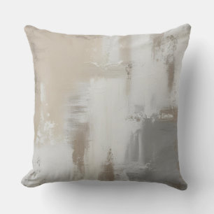 Contemporary Gray White Taupe Abstract Design Throw Pillow