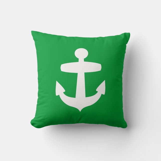 Contemporary Green Anchor Pillow (Front)