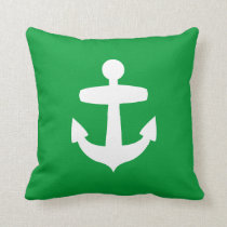 Contemporary Green Anchor Pillow