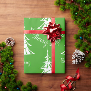 Contemporary Green and White Christmas Wrapping Paper