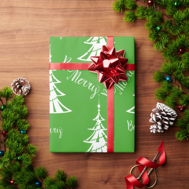 Contemporary Green and White Christmas Wrapping Paper (Creator Uploaded)