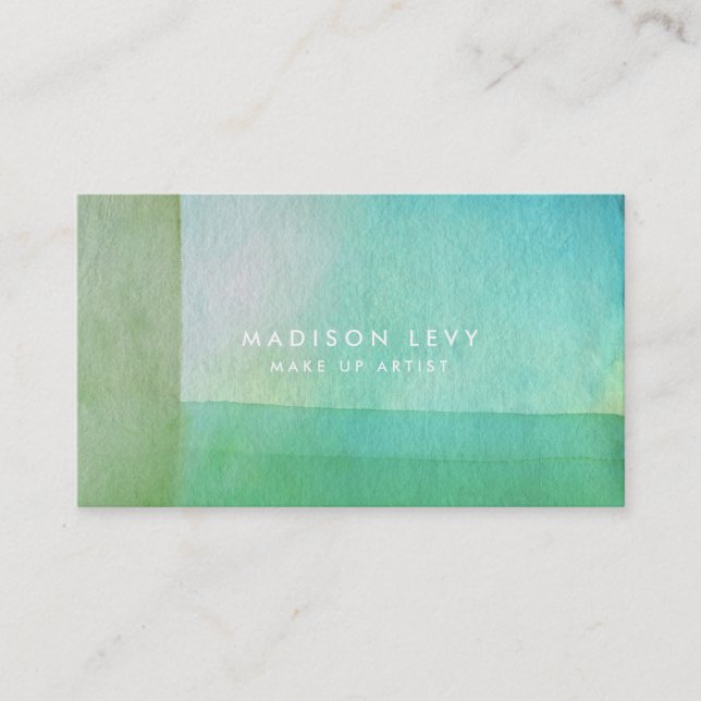 Contemporary Green Lines Watercolor Artist Appointment Card (Front)
