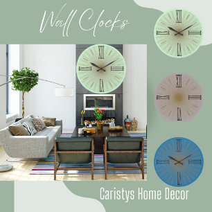 Contemporary Green Mint Roman Numerals Large Clock