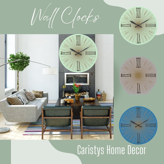 Contemporary Green Mint Roman Numerals  Large Clock (Creator Uploaded)