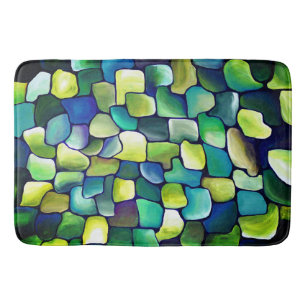 Contemporary Green Pattern Bathroom Mat
