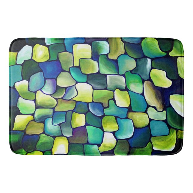 Contemporary Green Pattern Bathroom Mat (Front)