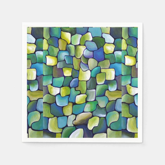 Contemporary Green Pattern Paper Napkins (Front)