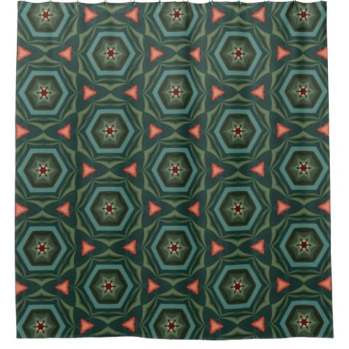 Contemporary Green Teal Warm Terracotta  Shower Curtain