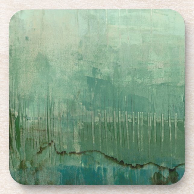 Contemporary Green Watercolor Beverage Coaster (Front)