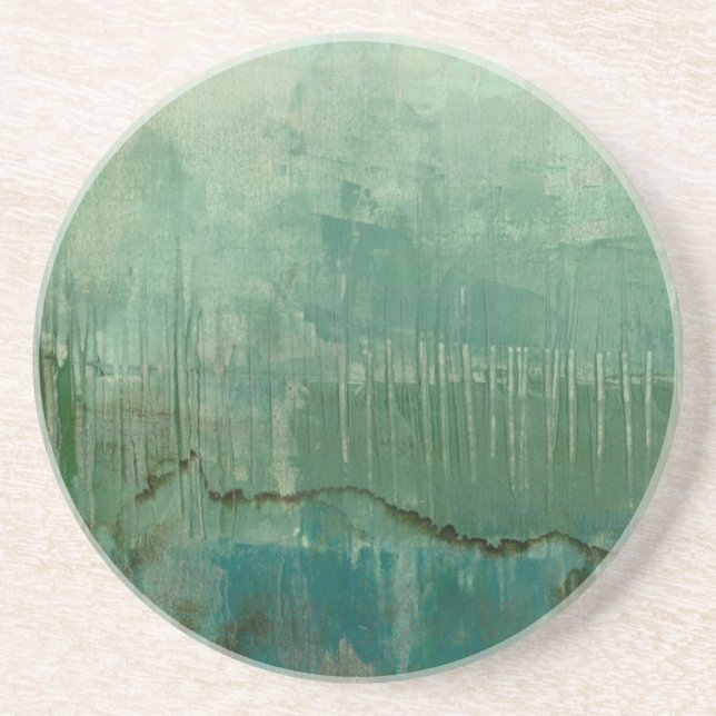 Contemporary Green Watercolor Coaster (Front)
