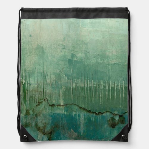 Contemporary Green Watercolor Drawstring Bag