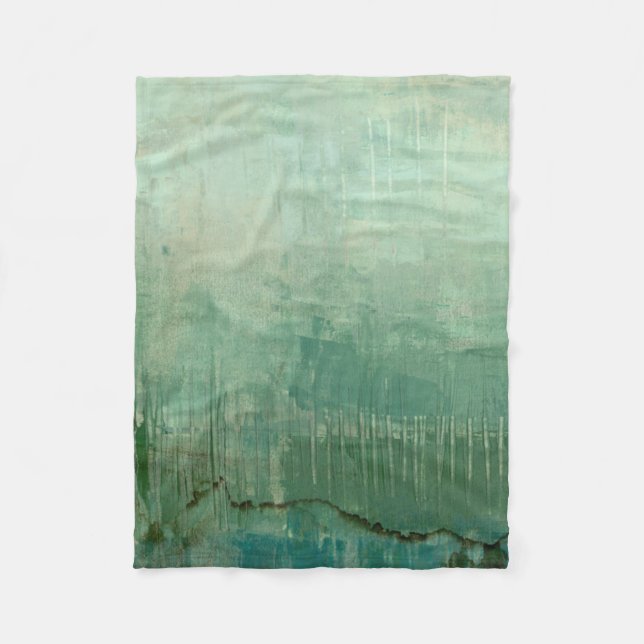 Contemporary Green Watercolor Fleece Blanket (Front)