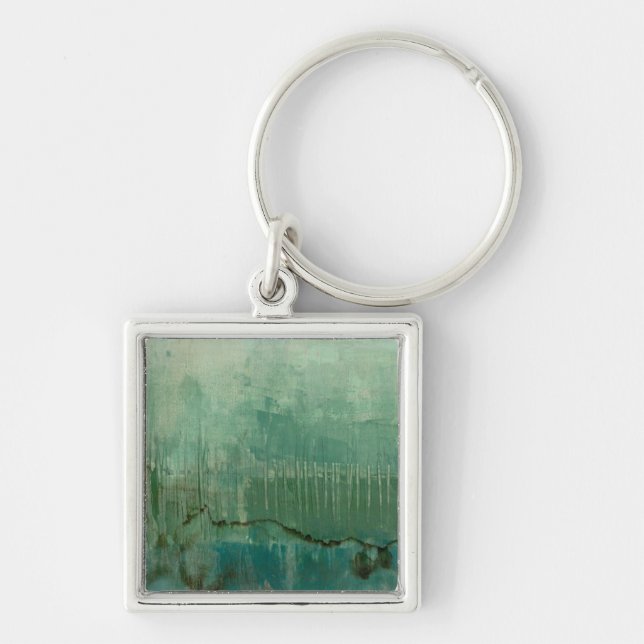 Contemporary Green Watercolor Keychain (Front)